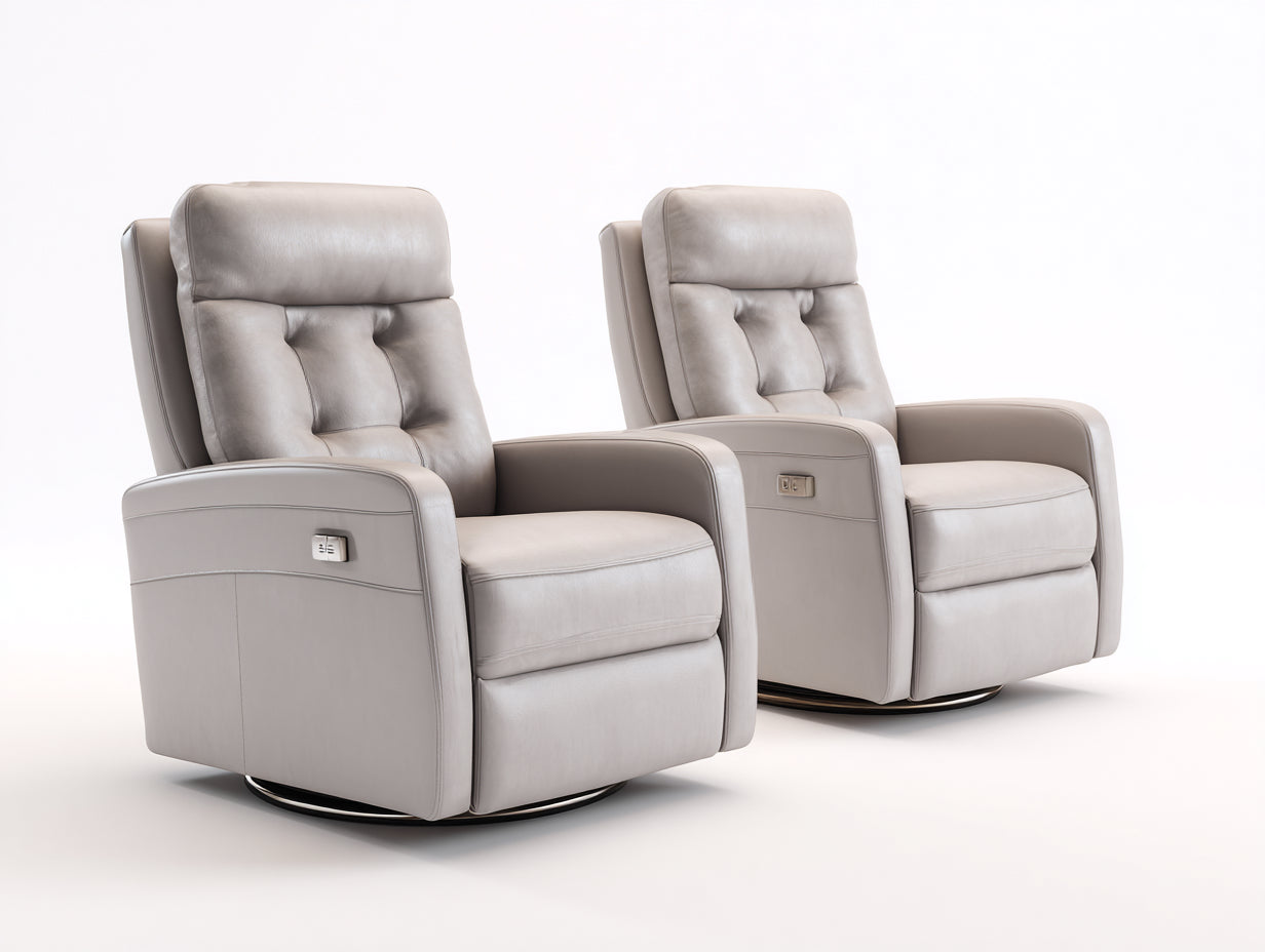 Ensemble de canapés-cuir synthétique-101x94x106 cm-gris clair-moderne relax