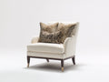 Fauteuil-tissu-bois-métal-104x86x84 cm-ivoire-bois foncé-style contemporain