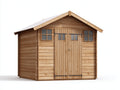 Abri de jardin - Bois - 300x220x245 cm - Bois naturel - Rustique avec double porte et fenêtres