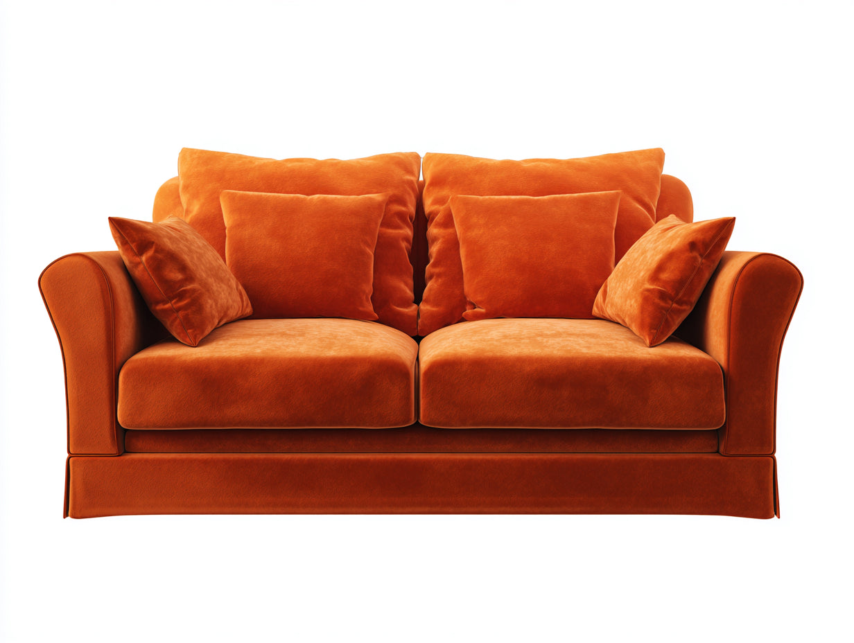 Canapé 2 places - velours - 184 x 90 x 84 cm - orange - style classique