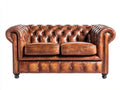 Canapé 2 places - cuir-bois-métal - 172 x 88 x 78 cm - marron cognac - style chesterfield