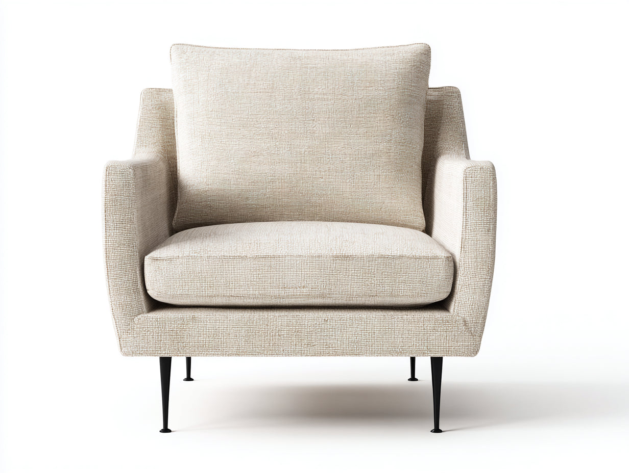 Fauteuil-tissu-104x82x80 cm-beige-noir-style moderne droit