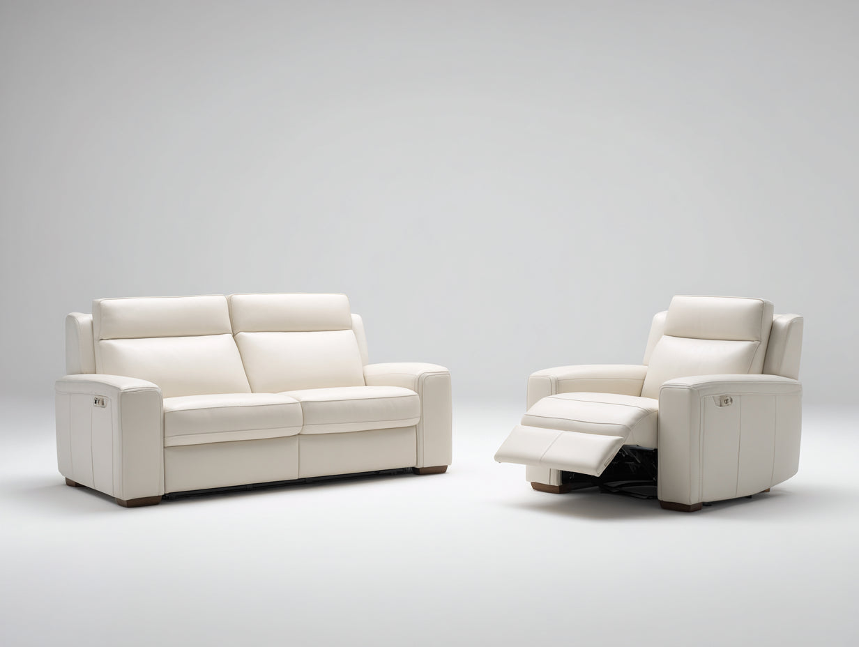 Ensemble de canapés-cuir synthétique-160x92x100 cm-blanc crème-moderne inclinable