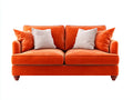 Canapé 2 places - velours-bois - 186 x 87 x 80 cm - orange vif - style rétro