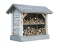 Abri à bûches - Bois - 190x70x175 cm - Blanc vieilli-Gris - Rustique