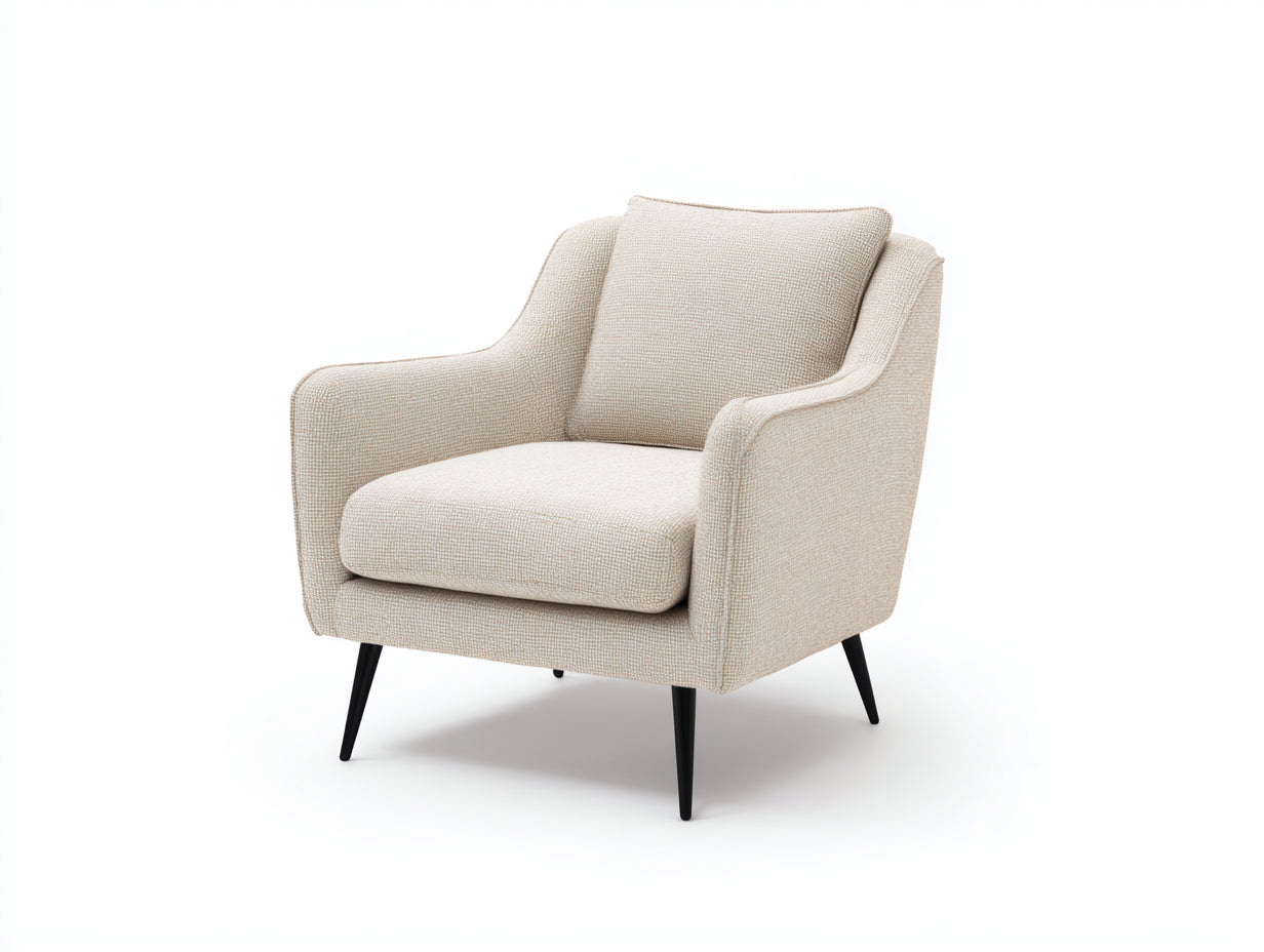Fauteuil-tissu-96x84x78 cm-beige-noir-style moderne minimaliste