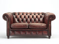Canapé 2 places - cuir-bois-métal - 174 x 89 x 80 cm - bordeaux brun - style chesterfield