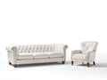 Ensemble de canapés-cuir synthétique-218x88x82 cm-blanc crème-classique Chesterfield