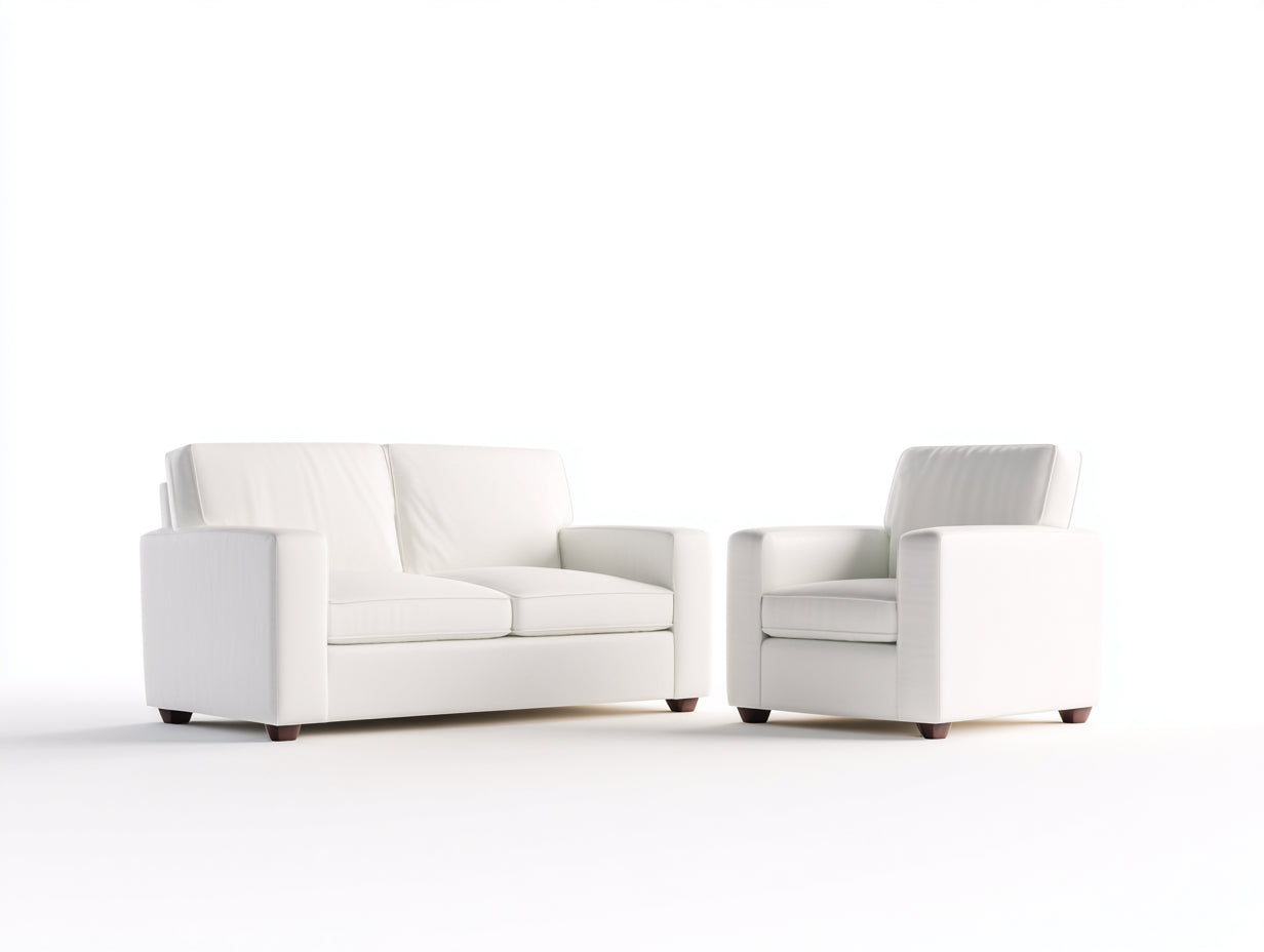 Ensemble de canapés-cuir synthétique-154x82x78 cm-blanc-moderne minimaliste