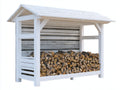 Abri à bûches - Bois - 230x80x195 cm - Blanc - Rustique