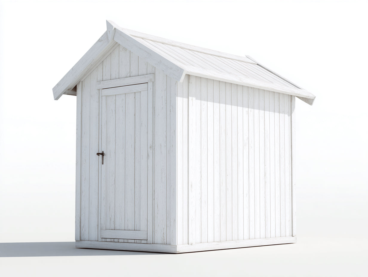 Abri de jardin - Bois - 240x170x235 cm - Blanc - Rustique avec porte battante