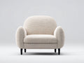Fauteuil-tissu-104x82x80 cm-beige-noir-style moderne arrondi