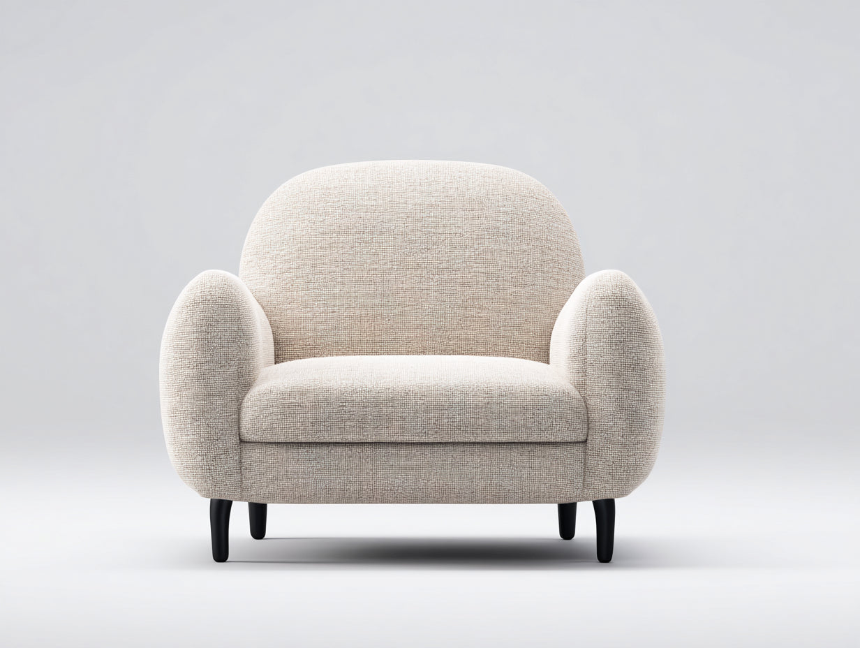 Fauteuil-tissu-104x82x80 cm-beige-noir-style moderne arrondi