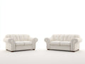 Ensemble de canapés-cuir synthétique-165x86x82 cm-blanc crème-classique Chesterfield