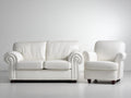 Ensemble de canapés-cuir synthétique-170x88x86 cm-blanc crème-classique