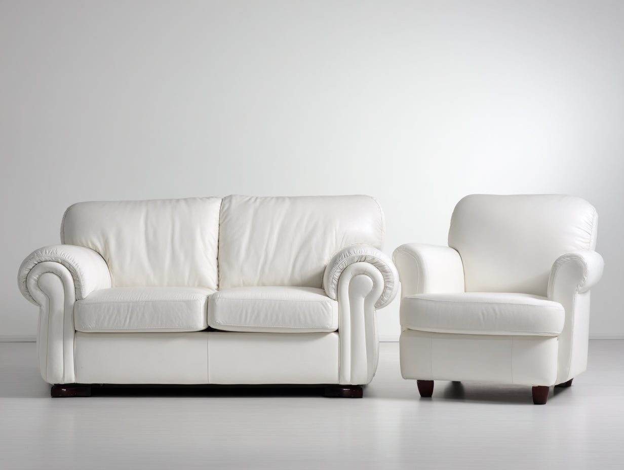 Ensemble de canapés-cuir synthétique-170x88x86 cm-blanc crème-classique