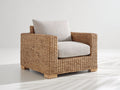 Fauteuil en rotin - rotin-tissu-bois - 107 x 93 x 84 cm - beige clair-miel - style contemporain