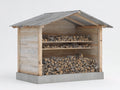Abri à bûches - Bois - 180x60x170 cm - Bois naturel-Gris - Rustique