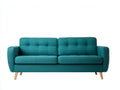Canapé 2 places - tissu-bois - 176 x 82 x 79 cm - bleu pétrole - style rétro