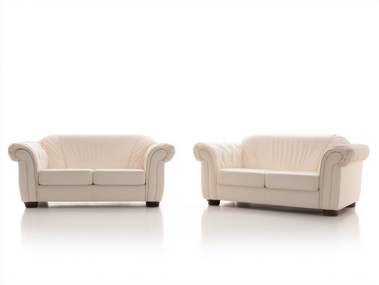 Ensemble de canapés-cuir synthétique-166x88x80 cm-blanc crème-classique