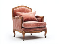 Fauteuil-velours-bois-112x91x92 cm-rose poudré-marron-style classique français