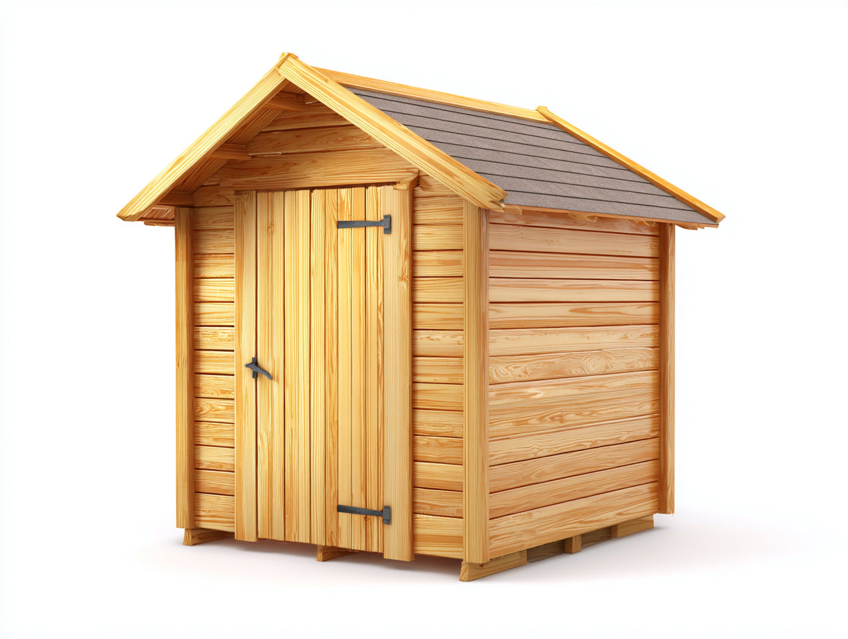 Abri de jardin - Bois - 230x175x230 cm - Bois naturel-Gris brun - Rustique avec porte battante