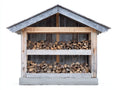 Abri à bûches - Bois - 200x65x185 cm - Bois naturel-Gris - Rustique