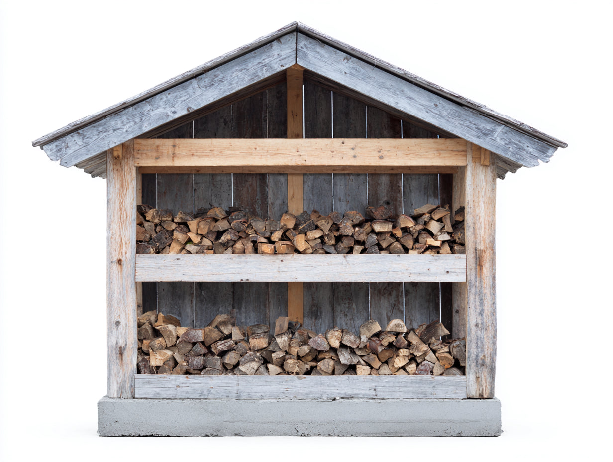 Abri à bûches - Bois - 200x65x185 cm - Bois naturel-Gris - Rustique